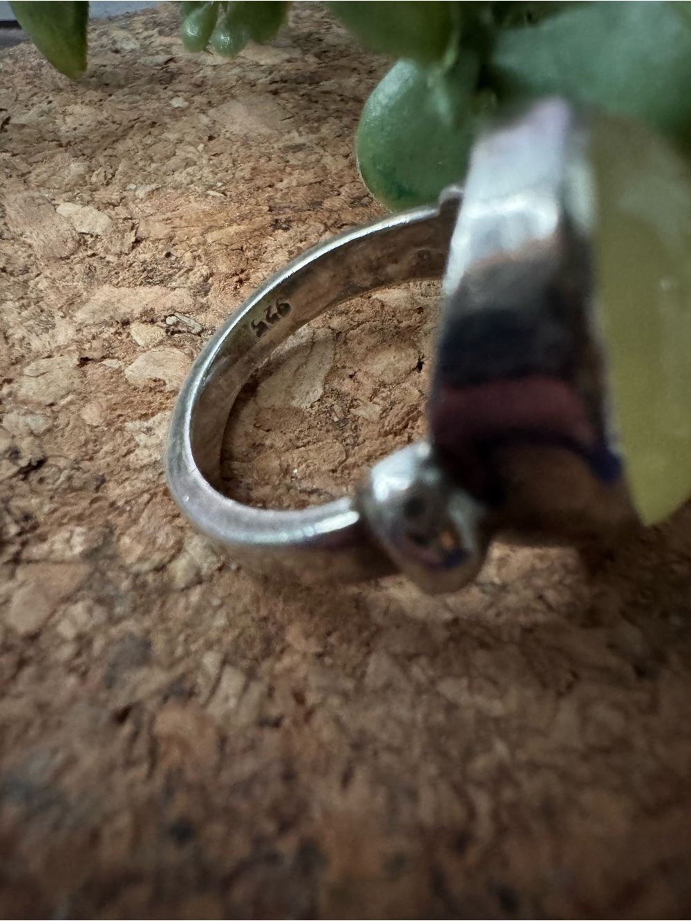 Lemon Prehnite Sterling Silver Ring - size 9 - Picture 4 of 5